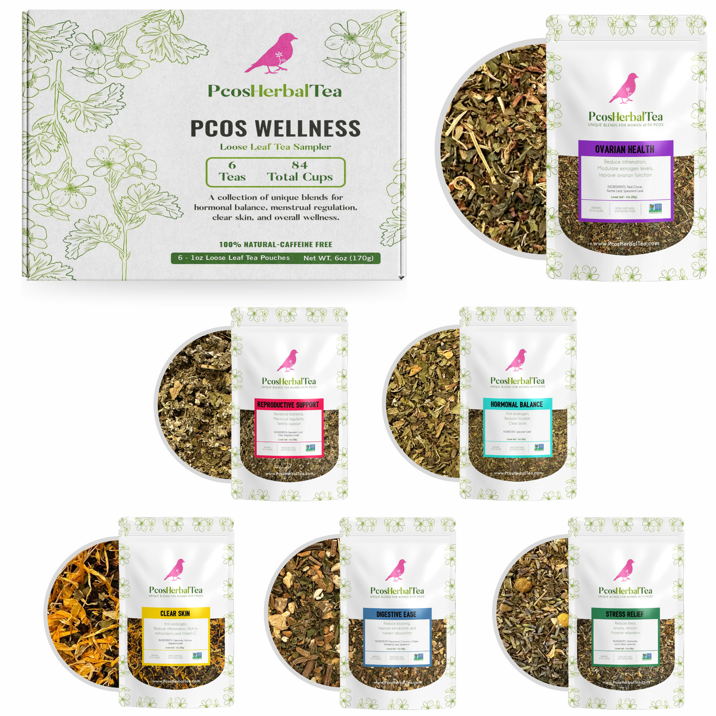 6 Pack PCOS Sampler Tea