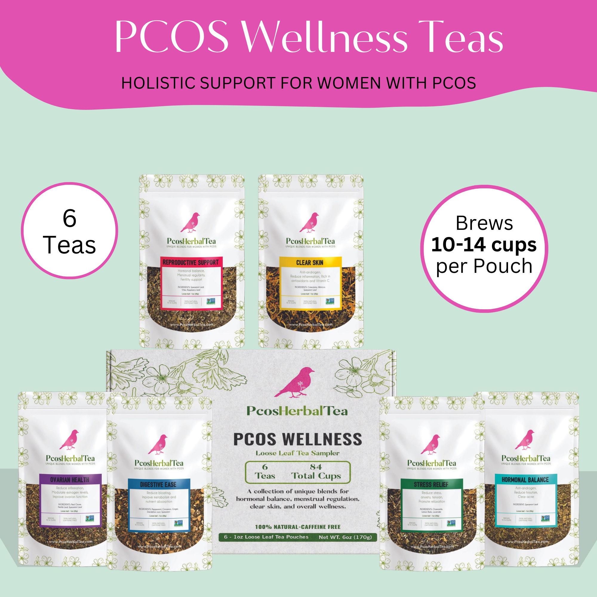 6 Pack PCOS Sampler Tea